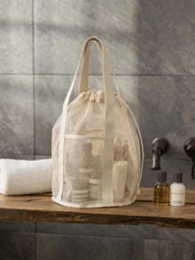 Sac de douche en maille léger, sac de toilette, portable, séchage rapide et respirant, léger, sac de toilette de voyage, facile à transporter, avec poignée à fermeture éclair, organisateur de toilette et de salle de bain portable avec technologie de séchage rapide, sac de toilette portable pour la gym et les voyages (le matériau est soumis aux spécifications du produit réel). Sac essentiel de voyage pour les fournitures scolaires, les vacances, les vacances, le retour à l'école, le sac de lavage, le sac de toilette imperméable - Multicolore - Voir 15