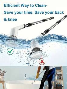 1. Cepillo de limpieza eléctrico inalámbrico y giratorio - Recargable por USB, 7-9 cabezales de cepillo reemplazables, ajuste de velocidad dual, mango telescópico desmontable, indicador de nivel de batería, adecuado para la limpieza de cocina/sala de estar/baño, alimentado por batería de litio, productos de limpieza doméstica 7 en 1 y 9 en 1 - Multicolor - Ver 4