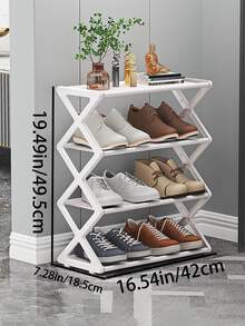 Estantería plegable de plástico de 4 niveles - Organizador de almacenamiento independiente para varias habitaciones, diseño ahorra espacio que sostiene hasta 12 pares de zapatos