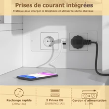 Dressing Table With LED Mirror - 85 X 38 X 136 Cm - 2 Sockets And USB - 3 Adjustable Colors - 2 Drawers, 5 Shelves, And 2 Cabinets - White - 查看 6