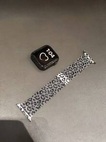 1條女款黑色豹紋運動手錶錶帶，適用於Apple Watch 49mm、46mm、45mm、44mm、42mm、41mm、40mm、38mm，時尚啞光錶帶，適用於Apple Watch Series 11、SE3、10、9、8、7、6、5、4、3、2、1、Ultra 3/2/1，可更換透氣運動手錶錶帶配件 - 豹紋 - 查看 4
