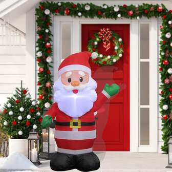4 pies/1,2 m Decoración navideña inflable de Papá Noel, Papá Noel inflable clásico con luces LED incorporadas, gran decoración de fiesta navideña para el patio, el jardín, el salón, la plaza, el centro comercial, inflación instantánea