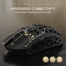ATTACK SHARK R5 Ultra Wireless Gaming Mouse,39g Superlight Carbon Fiber Hollowed-Out,PAW3950MAX Optical Sensor Nordic 52840 MCU 8K Polling 42K DPI - 黑色 - 查看 5
