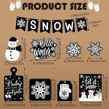 14 piezas Adornos decorativos de bandeja escalonada con copos de nieve de invierno navideños, adornos de muñeco de nieve "Hola Invierno", decoración de escritorio creativa con copos de nieve "Hola Invierno" - Adecuado para salas de estar, entradas y dormitorios - Regalos perfectos para fiestas y decoraciones navideñas