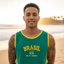Embroidered Brazil Tank Top - 綠色 - 查看 7
