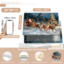 لوحة جدارية فينتاج قطعة واحدة، طباعة على قماش لسانتا كلوز وعربة الأيائل، للاستخدام الداخلي أو الخارجي، موضوع السيد كلوز، ديكور عيد الميلاد | ملصق عيد الميلاد | مؤطر أو غير مؤطر، ديكور الغرفة، ديكور المنزل، ديكور غرفة طالب الجامعة، هدايا لديكور الجدران في الفندق، المنزل، غرفة المعيشة، غرفة النوم، الحمام والمكتب