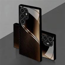 Compatible With Samsung Galaxy S25, S24, S23, S22, S21, S20 FE, And Other A-Series Models. Features A Stylish Black-Brown Gradient Curved Pattern Glass Phone Case. Also Compatible With  17/ 17 Pro/ 17 Pro Max,  16, 15, 14, 13, 12, 11, And Pro Max Models. - đen - Xem 3