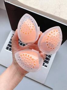 4pcs Transparent Breathable Makeup Storage Boxes, Travel Essential, Includes Anti-Mold Anti-Humidity Sponge. Suitable For Storing Makeup Sponges, And Powder Puffs.