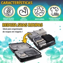 Sacos A Vácuo 40x60cm Com Bomba Succção De Guarda Roupa Para Viagem Organização Malas - Transparente - Visão 4
