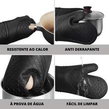 Luvas Térmica Para Forno Cozinha Par De Luvas Com Forro Para Fogão De Silicone Lavável Premium - Multicolorido - Visão 7