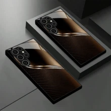 Compatible With Samsung Galaxy S25, S24, S23, S22, S21, S20 FE, And Other A-Series Models. Features A Stylish Black-Brown Gradient Curved Pattern Glass Phone Case. Also Compatible With  17/ 17 Pro/ 17 Pro Max,  16, 15, 14, 13, 12, 11, And Pro Max Models. - đen - Xem 5
