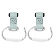 2pcs Leather & Aluminum Alloy Universal Stroller Hooks, Versatile Hooks For Hanging Bags, Diapers, Suitable For Strollers, Prams, Pushchairs, Electric Vehicles, Large Size Aluminum Alloy Hanging Hooks
