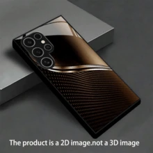 Compatible With Samsung Galaxy S25, S24, S23, S22, S21, S20 FE, And Other A-Series Models. Features A Stylish Black-Brown Gradient Curved Pattern Glass Phone Case. Also Compatible With  17/ 17 Pro/ 17 Pro Max,  16, 15, 14, 13, 12, 11, And Pro Max Models. - đen - Xem 2