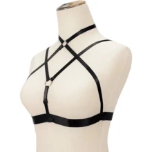 LIVE4COOL Women Harness Elastic Cupless Cage Bra Sexy Lingerie For Women Adjustable Hollow Out Crop Top Exotic Strap Bra - ColorC - 查看 7