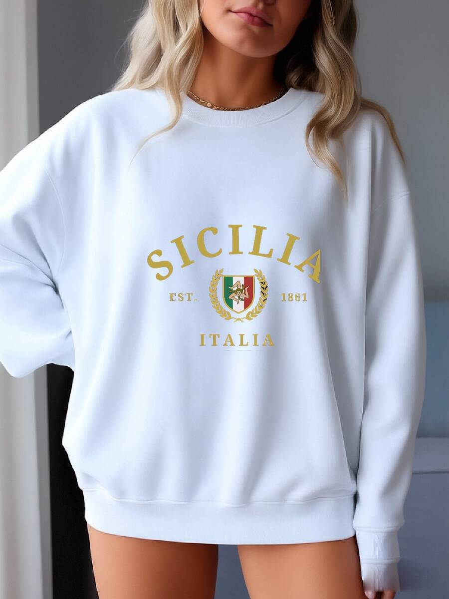 Sicily Sweatshirt, Sicilia Shirt, Italy Gift, Italy Sweater, Italia Souvenir, Travel Shirt, Unisex Sweatshirt, Sicilia Italia, Sicily Gift - White - View 1