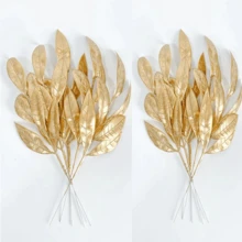 12pcs Christmas Decorative Flowers - Artificial Pine Branches With Golden Flowers, For DIY Wreaths/Vase Filler, Home Christmas Decor, Christmas Tree Decoration, Crafts, Artificial Christmas Branches For Indoor/Outdoor Vase, Home Decor, Artificial Plants, Artificial Flowers, Valentine's Day Gifts, Home Decor, Small Gifts Christmas Decorations Room Decor