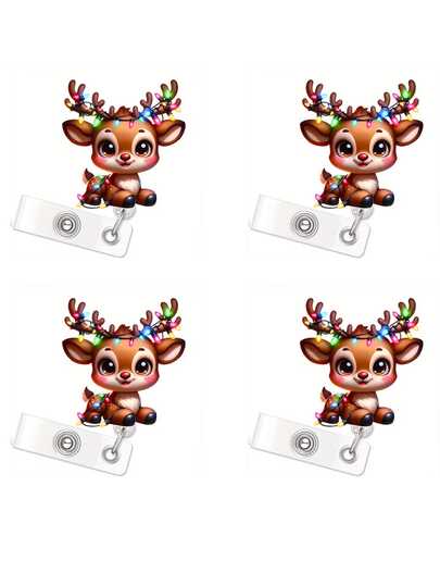 Lindo porta-crachá de Natal expansível com rodinhas, porta-crachá retrátil com carretel para crachá de Natal, porta-crachá de identificação de enfermeira com clipe para escritório, estudante, trabalhador, médico, enfermeiro, suprimentos, ideal para o Natal