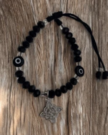 pulsera de cristal con nudo de bruja pulsera ajustable cristales naturales nudo bruja esotérico accesorio espiritual protección moda mujer bisutería energía positiva regalo artesanal - Negro - Ver 3