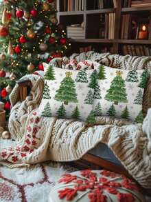 1/2/4 moderne Weihnachtsbaum Kissenbezüge mit Weihnachtsbaum Muster Design, Reißverschluss, maschinenwaschbares Polyestermaterial, perfekt für Wohnzimmer, Schlafzimmer Sofa oder Feiertags Dekoration, 17.7x17.7 Inches