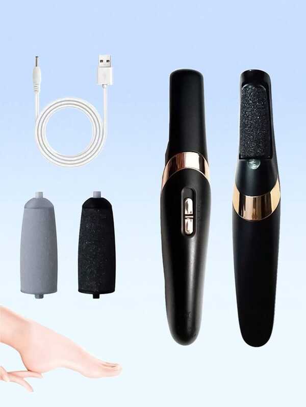1-częściowy elektryczny pilnik do stóp, ładowany przez USB pilnik do stóp z 2 prędkościami wymiennych rolek i światłami LED, profesjonalne narzędzia do usuwania zrogowaciałego naskórka ze stóp, do pielęgnacji popękanych pięt, odcisków i martwego naskórka, odpowiedni zarówno dla mężczyzn, jak i kobiet, do usuwania suchego naskórka i martwego naskórka ze stóp
