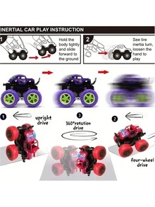 怪物卡车玩具 - 摩擦驱动玩具车推拉式儿童车辆是适合 3 岁及以上男孩和女孩的最佳圣诞节和生日派对礼物、圣诞怪物、男孩玩具游戏、汽车男孩派对、怪物卡车、卡车、怪物卡车、返校
