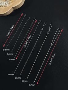 5pcs/Set - Ultra Fine Handmade Beading Needles, Tiny Hole Needle For Stringing Pearls And Beads - Silver - View 8
