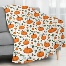 Cozy Pumpkin Print Flannel Throw Blanket - Soft,Warm & Durable For All Seasons - Perfect Gift For Daughter From Mom & Dad,Ideal For Couch,Bed,Office,Camping & Travel - Versatile Home Decor - Default - View 4