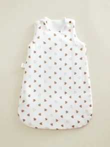 1件装Oeko-Tex认证卡通印花婴儿睡袋，柔软舒适，适合新生儿日常使用，四季皆宜