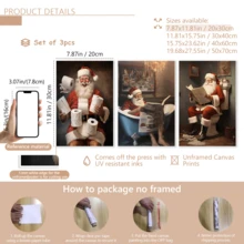 3 قطع / مجموعة لوحات فنية حديثة للجدران، طباعات فنية لديكور الحمام بموضوع سانتا كلوز الساخر، لوحات فنية رجعية - فن عيد الميلاد، ديكور عيد الميلاد، مؤطرة أو غير مؤطرة، ديكور الغرفة، ديكور المنزل، ديكور شقة الطالب الجامعي، هدايا لديكور الجدران في الفندق، المنزل، هدية مثالية لتدشين المنزل الجديد، غرفة المعيشة، غرفة النوم، الحمام والمكتب