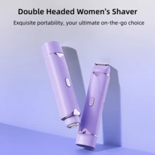 2 In 1 Women's Bikini Trimmer,USB Rechargeable Electric Shaver,Portable Dual Head,Gentle And Painless Trimming Of Sensitive Pubic Hair,Face,Underarms And Legs,Painless Hair Removal,Bikini Trimmer - 紫羅蘭色 - 查看 8