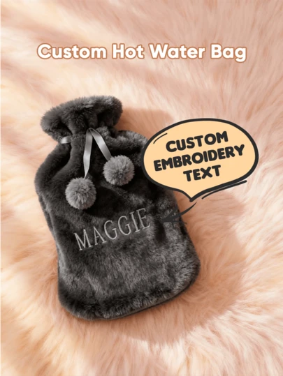 1 pieza Bolsas de agua caliente con nombre grabado personalizado, Bolsa de agua caliente con nombre personalizado, Bolsa de botella de agua caliente personalizada con nombre, Botella de agua caliente de invierno con cubierta de peluche, Bolsa de agua caliente, Botella de agua caliente, Regalo de cumpleaños, Regalo de boda, Regalo del Día de la Madre, Regalo del mejor amigo, Regalo para mamá, Regalo para novia, Regalo para esposa