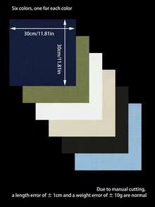 Embroidery Fabric, 30*30cm/Pc, 1pc Each In Blue, Navy, Green, Black, White, Suitable For Handmade Embroidery And Christmas Decoration