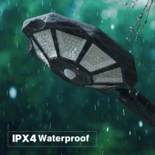 Solar Motion Sensor Flood Light, Outdoor Waterproof Wall Lamp With 8-Side Design, Dusk To Dawn Solar Light For Yard, Garden & Street - Black - View 5