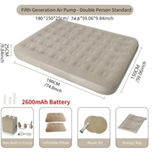 Aufblasbare Luftmatratze, Luxus Camping Matte, PVC aufblasbare Schlafmatte, Luxus Doppel Camping Luftbett mit eingebautem Pumpe, Dicke Matte - Verschiedenfarbig - Übersicht 9