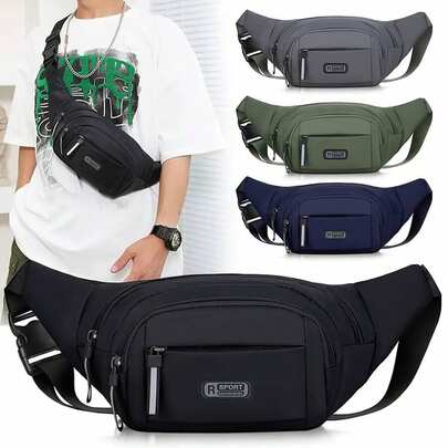 Bolsa de cintura de nailon ultradelgada para hombres - Bolso cruzado invisible y ligero, nueva bolsa de teléfono deportiva unisex, bolsa de trabajo multifuncional, adecuada para deportes, aventura al aire viajes urbanos, diseño de cremallera antirrobo, transpirable y cómoda, adecuada para fitness y uso diario, regalo de Navidad, San Valentín, Año Nuevo