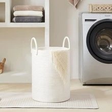 1 pièce Grand panier à linge tressé de style bohème - Panier polyvalent pour vêtements, couvertures, jouets et serviettes - Parfait pour le salon, la chambre à coucher ou la buanderie, paniers d'étagère