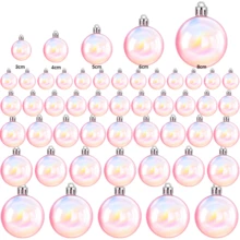 10/20/16/30PCS Christmas Iridescent Ornaments,Clear Plastic Bubbles Hanging Filled Ornaments,Christmas DIY Hanging Rainbow Ball 4 Different Sizes For Xmas Tree Wedding Party Birthday Home Decorations