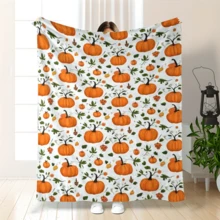 Cozy Pumpkin Print Flannel Throw Blanket - Soft,Warm & Durable For All Seasons - Perfect Gift For Daughter From Mom & Dad,Ideal For Couch,Bed,Office,Camping & Travel - Versatile Home Decor - Default - View 1