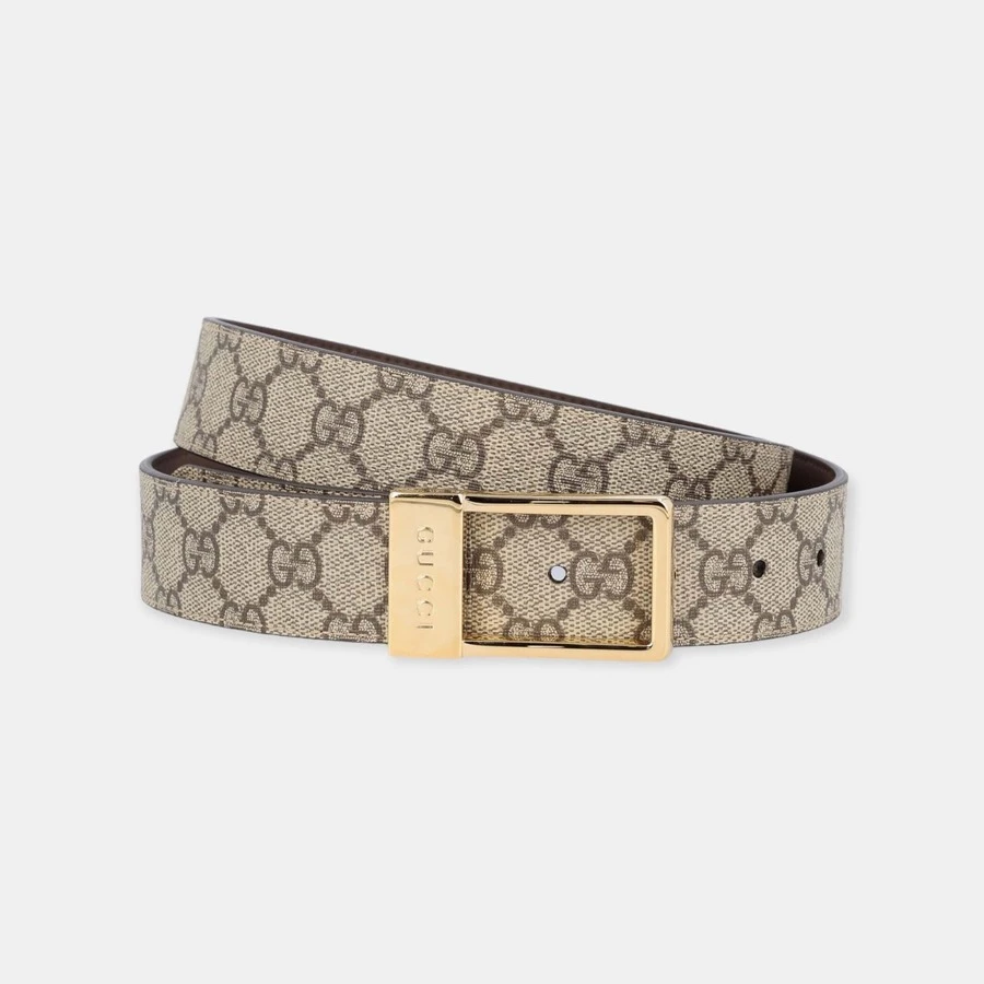 Gucci - GG Belt With Rectangular Buckle (90cm) - Clear - View 1