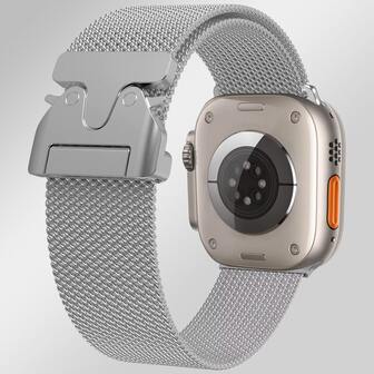 新款米兰尼斯表带兼容 表带 Ultra 2 46 毫米 49 毫米 44 毫米 42 毫米 40 毫米 45 毫米 41 毫米 38 毫米 42 毫米-S10 45 毫米女式/男式，钢制不锈钢腕带手链兼容 Series 10 9 8 7 6 5 SE 4 3 2 1 Ultra 智能手表配件