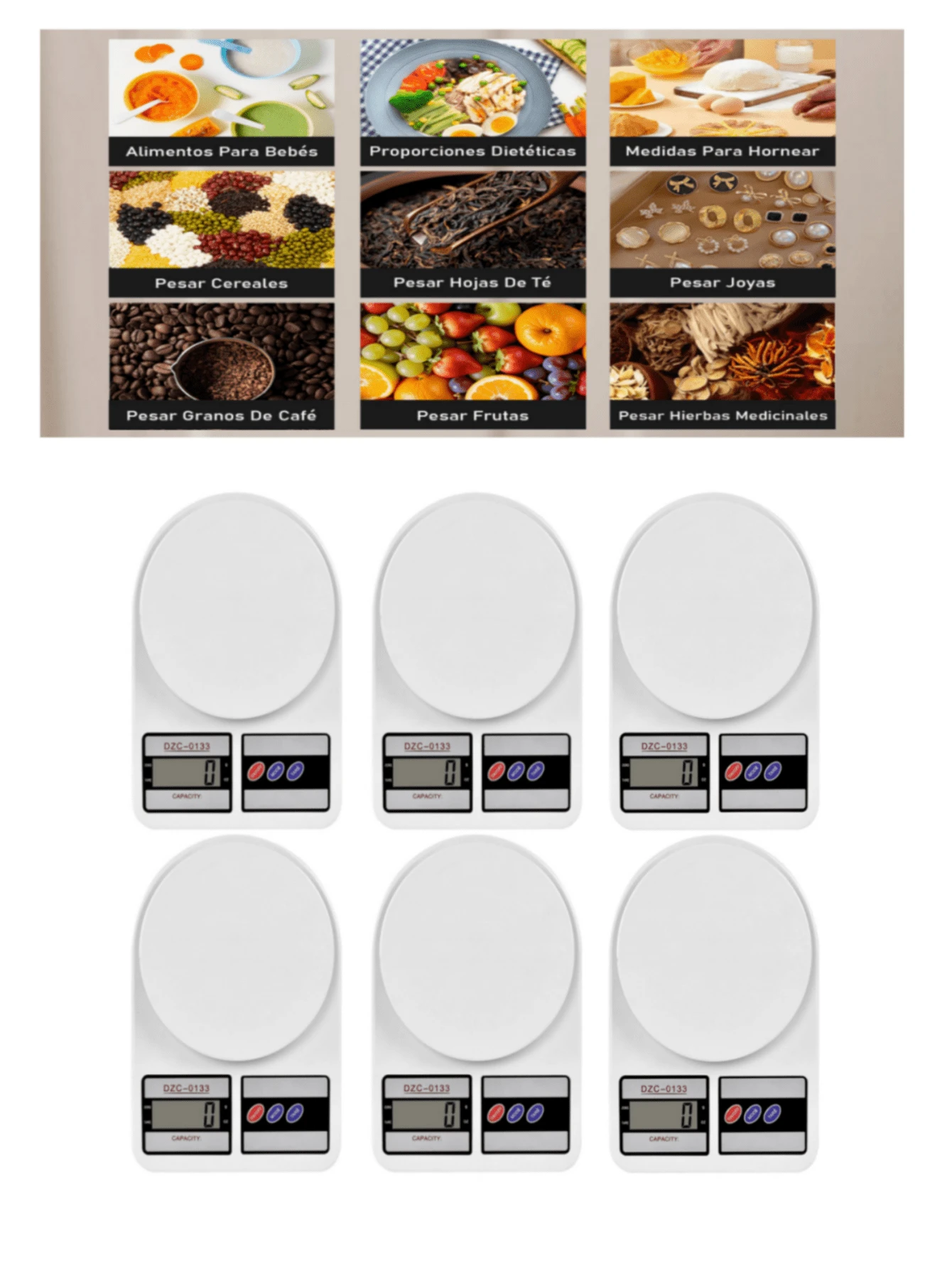 2/4/6 pcs Báscula Digital De Cocina Gramera Pesa De 1 Gramo A 10 Kilos