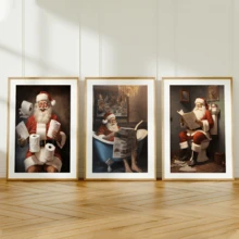 3 قطع / مجموعة لوحات فنية حديثة للجدران، طباعات فنية لديكور الحمام بموضوع سانتا كلوز الساخر، لوحات فنية رجعية - فن عيد الميلاد، ديكور عيد الميلاد، مؤطرة أو غير مؤطرة، ديكور الغرفة، ديكور المنزل، ديكور شقة الطالب الجامعي، هدايا لديكور الجدران في الفندق، المنزل، هدية مثالية لتدشين المنزل الجديد، غرفة المعيشة، غرفة النوم، الحمام والمكتب