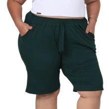 Kit 3 Bermudas Feminina Com Bolso  Casual Plus Size em Malha Viscolycra