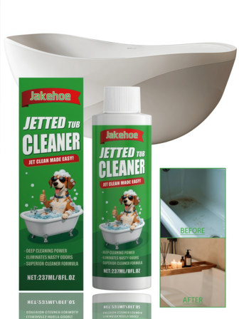 Jakehoe 喷射浴缸清洁剂，清除家用浴室瓷砖和玻璃上的污渍和水垢，提供清洁和护理