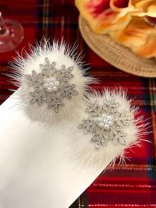 6/10/20 piezas Pinzas para el cabello de mujer con perlas en forma de copo de nieve plateadas, pasadores con rhinestones, pinzas de cocodrilo para el flequillo, accesorios elegantes para uso diario, Navidad, Año Nuevo, pinzas de garra, pinzas para el cabello, pasadores para el cabello, pinzas de cocodrilo para el cabello, accesorios de invierno, accesorios para rave, looks de fiesta, accesorios para el cabello - Plateado - Ver 24