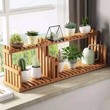 1 件装，竹制绿色花盆架，阳台花架，室内/室外悬挂式花架，高大的花架，客厅、室内植物、露台、阳台、花园的木制花架