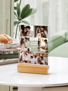 1件定制音乐牌匾，个性化亚克力牌匾，情侣歌曲定制礼物，定制专辑封面，个性化相框，定制歌曲海报，定制照片牌匾，个性化音乐海报，独特理想礼物，家居装饰客厅 - 大長方立-6圖文字+ - 查看 3