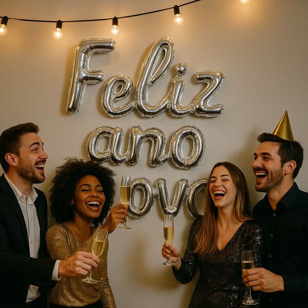 Halloween+Christmas Metallic Balloon Kit Happy New Year Sign 16" 40cm - New Year's Eve 2026 Decoration, Party, Wall, New Year Party Balloons