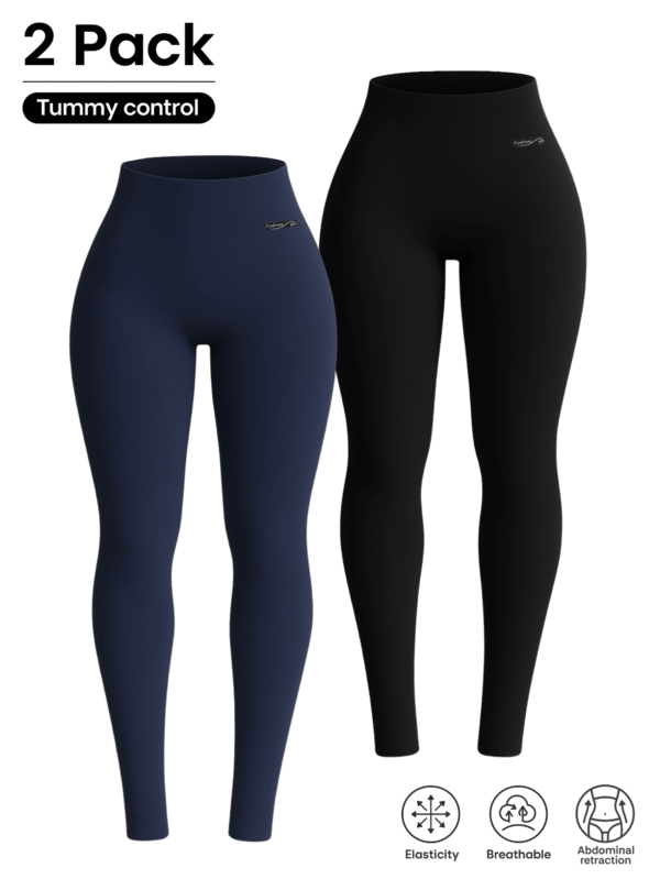 Kit 2 Calças Legging Cintura Alta Zero Transparência