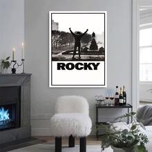 Framed 1pc Rocky Movie Poster - Rocky Balboa Victory Canvas Print, Black & White Film Decor With Hook Hanging System, For Living Room, Gym, For Man Cave, Office - Iconic Movie Art Poster, Movie Theater Decor, Cafe Wall Art, Bold Text Design,  Flat - Framed(框架) - 查看 3
